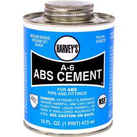 Harvey A-6 Series 018520-12 Solvent Cement, Opaque Liquid, Black, 16 oz Can