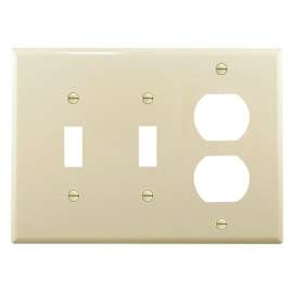 Eaton Wiring Devices PJ28LA Combination Wallplate, 7-1/4 in L, 6 in W, Mid, 3 -Gang, Polycarbonate, Light Almond