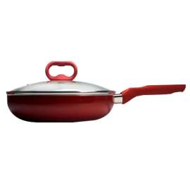 Ecolution Bliss Series EBCAW-9528 Deep Cooker with Glass Lid, 11 in Dia, 4 qt Capacity, Aluminum, Candy Apple Red/White