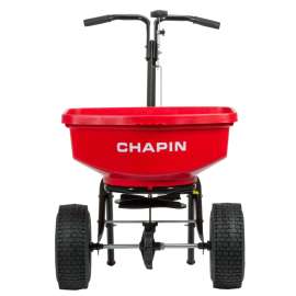CHAPIN 8301C Contractor Turf Spreader, 80 lb Capacity, Powder-Coated Steel Frame, Poly Hopper, Pneumatic Wheel