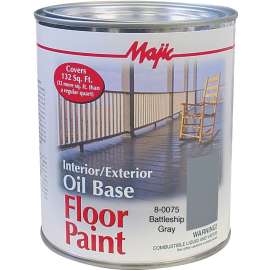 Majic Paints 8-0075-2 Floor Paint, Medium-Gloss, Battleship Gray, 1 qt Pail