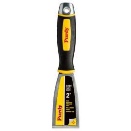 Purdy 14A900025 Stiff Putty Knife, 2 in W Blade, Stainless Steel Blade, Rubber Handle, Cushion-Grip Handle