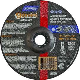 NORTON 66252912626 Cut-Off Wheel, 7 in Dia, 0.045 in Thick, 7/8 in Arbor, 24 Grit, Extra Coarse