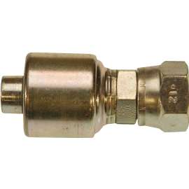 GATES MegaCrimp G25170-0808 Hose Coupling, 3/4-16, Crimp x JIC, Straight Angle, Steel, Zinc