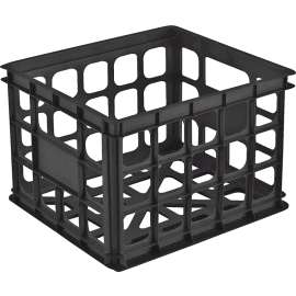 Sterilite 16929006 Stackable Storage Crate, Plastic, Black, 15-1/4 in L, 13-3/4 in W, 10-1/2 in H