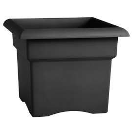 Bloem 57914 Veranda Box Planter, 14 in W, 14 in D, Square, Thick Wall Design, Plastic, Black