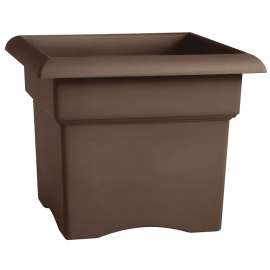 Bloem 457185-1001 Deck Box Planter, 18 in W, Round, Veranda Design, Plastic, Charcoal