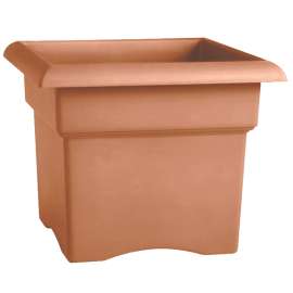 Bloem Veranda Square 57018C Deck Box Planter, 18 in W, 18 in D, Square, Veranda Design, Plastic/Resin, Terra Cotta