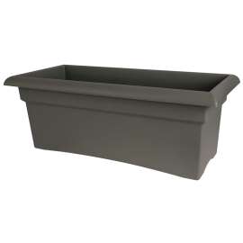 Bloem VER26908 Deck Box Planter, 26-1/2 in W, 11-3/4 in D, Rectangular, Veranda Design, Plastic, Charcoal