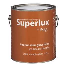 PARA Superlux 3900 3900-16 Interior Paint, Semi-Gloss, White, 1 gal