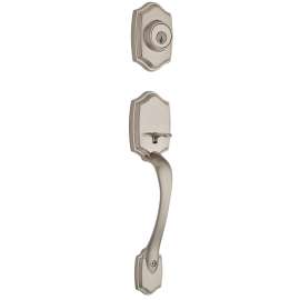 Weiser Brentwood x Fairfax Series 9GAC94710-008 Handleset, 3 Grade, Satin Nickel, 2-3/8 to 2-3/4 in Backset, Residential