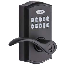 Weiser SmartCode 10 Series 9GED26000-002 Electronic Lock, Grade 2 Grade, Keyed Key, Metal, Matte Black, Commercial