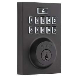 Weiser SmartCode 10 Series 9GED17000-006 Electronic Lock, Grade 2 Grade, Keyed Key, Steel, Matte Black, Residential