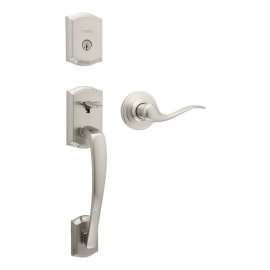 Weiser Prescott Toluca Series 9GLA84710-007 Handleset, Grade 1 Grade, Keyed Key, Zinc, Satin Nickel, KW1 Keyway