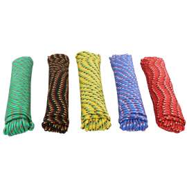 ProSource 706036-PDQ Rope, 3/8 in Dia, 100 ft L, 244 lb Working Load, Polypropylene, Black/Blue/Green/Red/Yellow