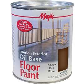 Majic Paints 8-0077-2 Floor Paint, Medium-Gloss, Dark Brown, 1 qt Pail