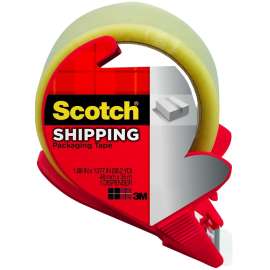 Scotch 3350S-RD Lightweight Packaging Tape, 54.6 yd L, 1.88 in W, 2.2 mil Thick, Hot Melt Adhesive, Clear