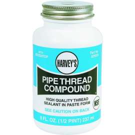 Harvey 029035 Pipe Thread Compound, 8 fl-oz Jar, Thick Paste, Gray