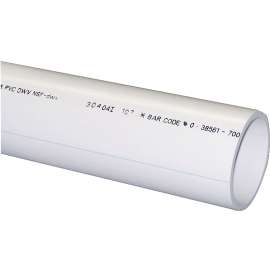 JM Eagle 10165 Pipe, 4 in, 10 ft L, Solvent Weld, SCH 40 Schedule, PVC, White