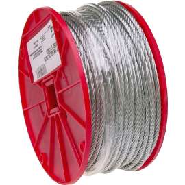 Campbell 7000627 Aircraft Cable, 3/16 in Dia, 250 ft L, 840 lb Working Load, Galvanized Steel