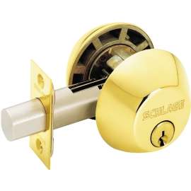 Schlage B62NV 505 Entry Deadbolt, Keyed Alike Key, 1 Grade, 2-Cylinder, Metal, Polished Brass