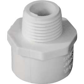 GENOVA 300 Series 30475 Reducing Adapter, 3/4 in Slip, 1/2 in MIP, White