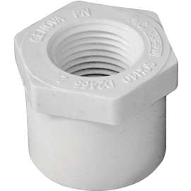 GENOVA 300 Series 34215 Pipe Reducing Bushing, 1 in Spigot x 1/2 in FIP, White