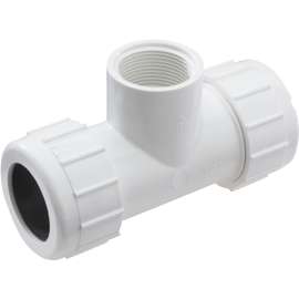 NDS CPT-1250-T Pipe Tee, 1-1/4 in Run, Compression Run Connection, 1-1/4 in Branch, FNPT Branch Connection, White