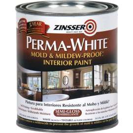ZINSSER 02754 Interior Paint, Semi-Gloss, White, 1 qt Can