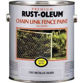 RUST-OLEUM STOPS RUST 7787402 Chain Link Fence Paint, Metallic Silver, 1 gal