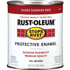 RUST-OLEUM STOPS RUST 7762502 Protective Enamel, Gloss, Sunrise Red, 1 qt Can