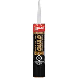 LePage Quad 1637331 Sealant, Arctic White, 7 to 14 days Curing, -7 to 38 deg C, 295 mL Cartridge