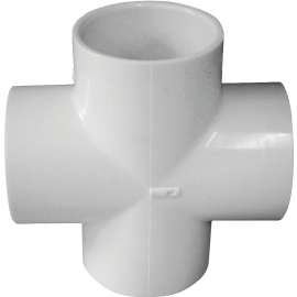 GENOVA 300 Series 34420 Pipe Cross, 2 in Slip Joint, 2 in Slip Joint, 2 in Slip Joint, 2 in Slip Joint, White