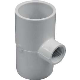 GENOVA 300 Series 31480 Pipe Reducing Tee, 1-1/4 x 1/2 in Run, Slip Run Connection, 1-1/4 in Branch, White