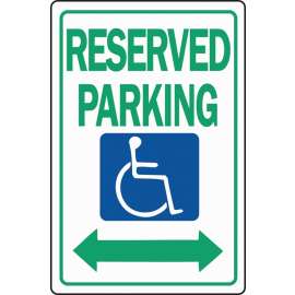HY-KO HW-32 Parking Sign, Rectangular, RESERVED PARKING, Green Legend, White Background