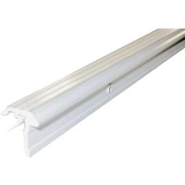 M-D 69962 Astragal Weatherstrip with Vinyl Insert, 3/4 in W, 7/8 in Thick, 84 in L, Aluminum, White