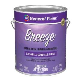 General Paint Breeze 57-030-16 Kitchen and Bath Paint, Eggshell, White, 1 gal
