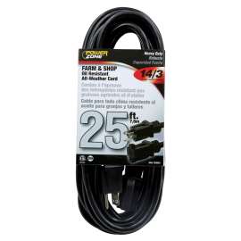 PowerZone Extension Cord, 25 ft L, Black