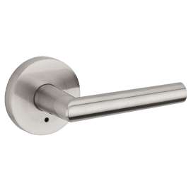 Milan 155MIL 15 RDT Round Straight Privacy/Bed/Bath Lever, 2-9/16 in Projection, Metal, Satin Nickel
