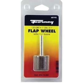 Forney 60192 Flap Wheel, 1 in Dia, 1 in Thick, 1/4 in Arbor, 120 Grit, Aluminum Oxide Abrasive