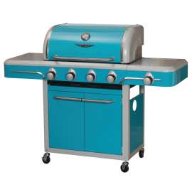 BULL 79006 Gas Grill, 12000 Btu BTU, 4 -Burner, Stainless Steel Body, Vintage Blue