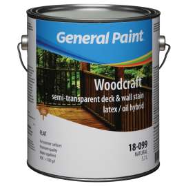 General Paint WOODCRAFT 18-010-16 Deck and Wall Stain, Semi-Transparent, White, Liquid, 1 gal