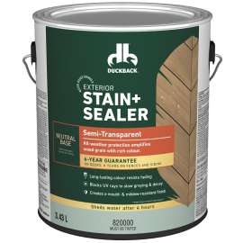 Duckback BCWB82000-16 Exterior Stain and Sealer, Neutral Base, Liquid, 1 gal