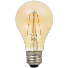 Sylvania 75349 Ultra LED Bulb, Decorative, A19 Lamp, 60 W Equivalent, E26 Lamp Base, Dimmable, Amber, 2200 K Color Temp