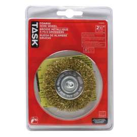 Task T25614 Wire Wheel, 2-1/2 in Dia, 1/4 in Arbor/Shank, Crimped Bristle, Steel Bristle