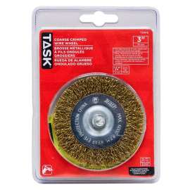 Task T25616 Wire Wheel, 1/4 in Arbor/Shank, Crimped Bristle, 3 in Dia Bristle