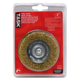 Task T25617 Wire Wheel Brush, 3 in Dia, 1/4 in Arbor/Shank, Crimped Bristle, Steel Bristle