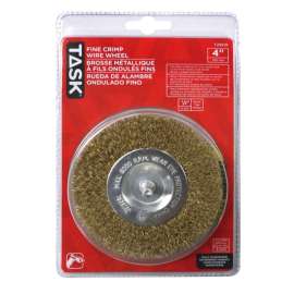 Task T25619 Wire Wheel, 1/4 in Arbor/Shank, Crimped Bristle, 4 in Dia Bristle