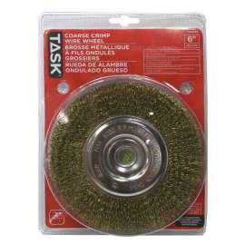 Task T25646 Wire Wheel, 1/2 to 5/8 in Arbor/Shank, Crimped Bristle, 6 in Dia Bristle