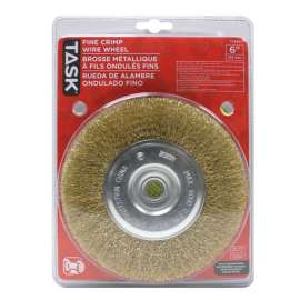 Task T25647 Wire Wheel, 1/2 to 5/8 in Arbor/Shank, Crimped Bristle, 6 in Dia Bristle